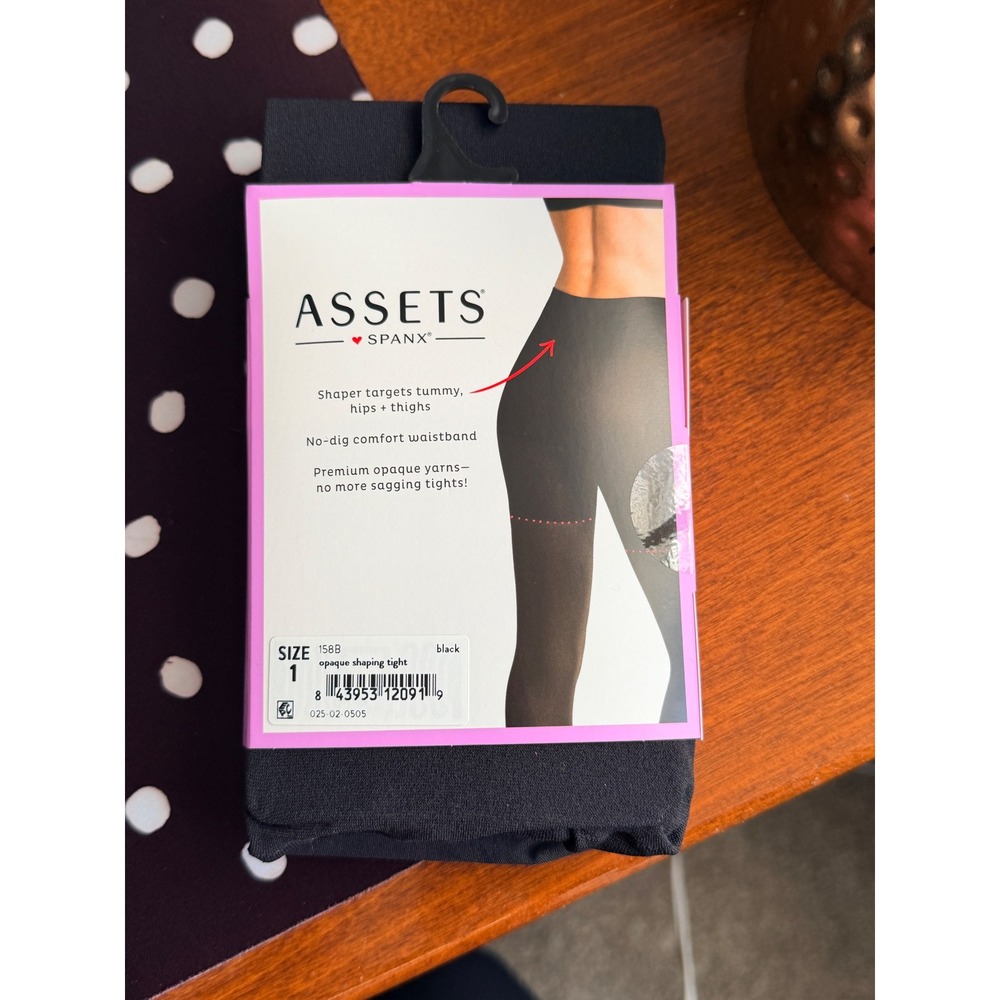 Assets by Spanx Opaque Shaping Tights Black Size 1‎ Built-in Shaper 158B